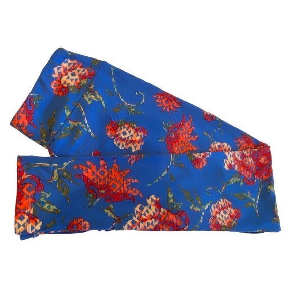 1254 LuLaRoe Leggings Size OS Blue Orange Large Floral Print New - Picture 1 of 4